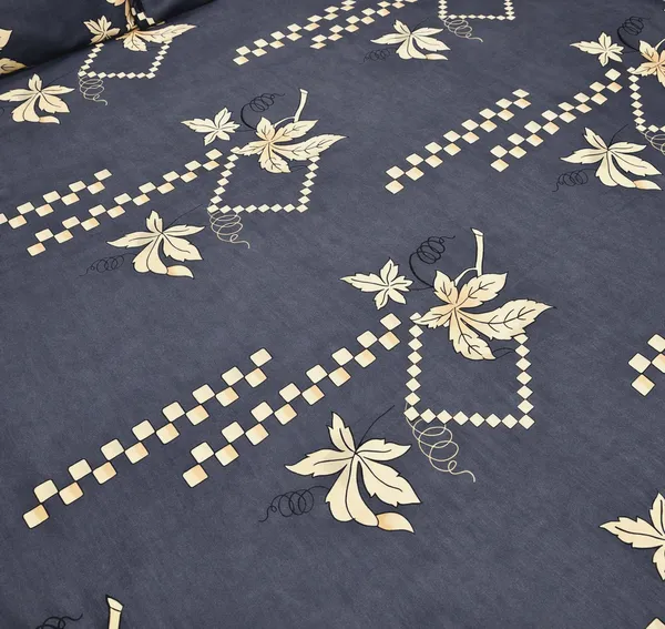 Modern_Leafline_Dark_Grey_100_%_Cotton_Rich_Feel_Wrinkle_Free_Double_Bedsheet_With_2_Pillow_Cover_|_90*100_Inch_|_140_GSM_|_Queen_Size