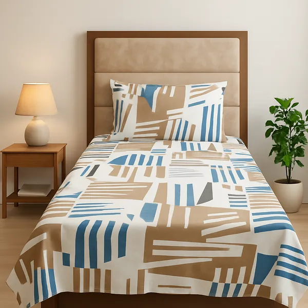 Stylish_Abstract_Linear_Print_Beige_Cotton_Rich_Feel_Single_Bedsheet_With_Pillow_Cover_|_60*90_Inch_|__120_GSM