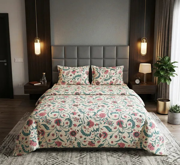 Soft_Rose_Vine_100%_Cotton_Rich_Double_Bedsheet_with_2_Pillow_Cover_|_90*100_Inch_|_140_GSM_|_Queen_Size