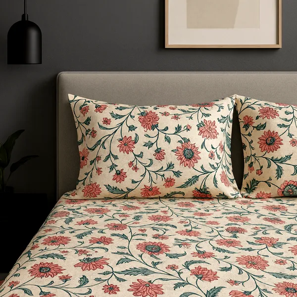 Soft_Rose_Vine_100%_Cotton_Rich_Double_Bedsheet_with_2_Pillow_Cover_|_90*100_Inch_|_140_GSM_|_Queen_Size