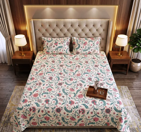 Soft_Rose_Vine_100%_Cotton_Rich_Double_Bedsheet_with_2_Pillow_Cover_|_90*100_Inch_|_140_GSM_|_Queen_Size