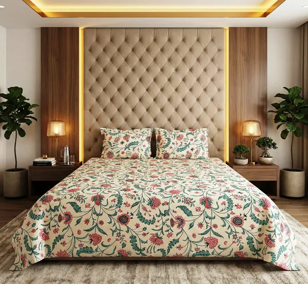 Soft_Rose_Vine_100%_Cotton_Rich_Double_Bedsheet_with_2_Pillow_Cover_|_90*100_Inch_|_140_GSM_|_Queen_Size