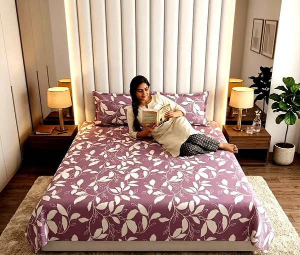 Lavender_Bloom_Premium_Floral_Leaf_Printed_Queen_Size_Bedsheet_Set_with_2_Pillow_Covers_|_Soft_&_Luxurious_|_Elegant_Design_|_90*100_Inch_|_140_GSM
