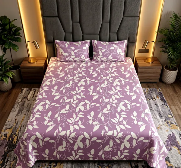 Lavender_Bloom_Premium_Floral_Leaf_Printed_Queen_Size_Bedsheet_Set_with_2_Pillow_Covers_|_Soft_&_Luxurious_|_Elegant_Design_|_90*100_Inch_|_140_GSM
