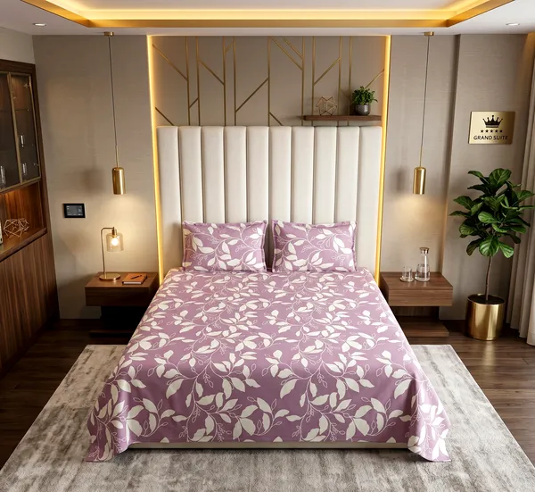 Lavender_Bloom_Premium_Floral_Leaf_Printed_Queen_Size_Bedsheet_Set_with_2_Pillow_Covers_|_Soft_&_Luxurious_|_Elegant_Design_|_90*100_Inch_|_140_GSM