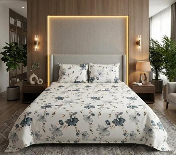 Soft_Blossom_Serenity_Floral_100%_Cotton_Feel_Wrinkle_Free_Flat_Double_Bedsheet_With_2_Pillow_Cover_|_90*100_Inch_|_140_GSM_|_Queen_Size