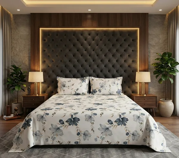 Soft_Blossom_Serenity_Floral_100%_Cotton_Feel_Wrinkle_Free_Flat_Double_Bedsheet_With_2_Pillow_Cover_|_90*100_Inch_|_140_GSM_|_Queen_Size