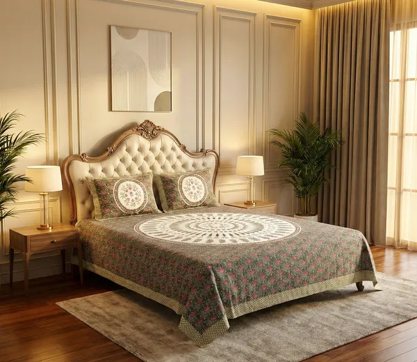 Royal_Mandala_Pattern_100%_Pure_Cotton_Super_King_Size_Double_Bedsheet_with_2_Pillow_Cover_|_108*108_Inch_|_300_TC