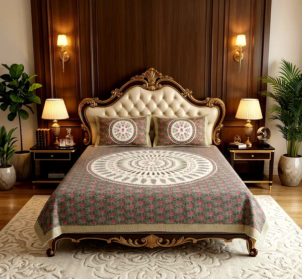 Royal_Mandala_Pattern_100%_Pure_Cotton_Super_King_Size_Double_Bedsheet_with_2_Pillow_Cover_|_108*108_Inch_|_300_TC