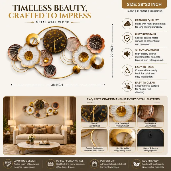 Golden_Metal_Premium_&_Elegant_Sunray_Solar_Wall_Clock