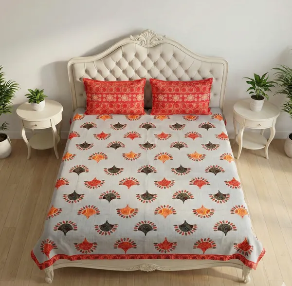 Royal_Grey_Traditional_Motif_100%_Pure_Cotton_Super_King_Size_Double_Bedsheet_with_2_Pillow_Covers_|_108*108_Inch_|_300_TC
