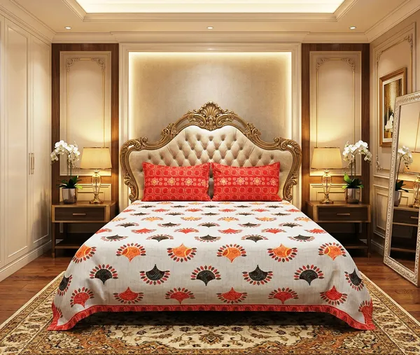 Royal_Grey_Traditional_Motif_100%_Pure_Cotton_Super_King_Size_Double_Bedsheet_with_2_Pillow_Covers_|_108*108_Inch_|_300_TC