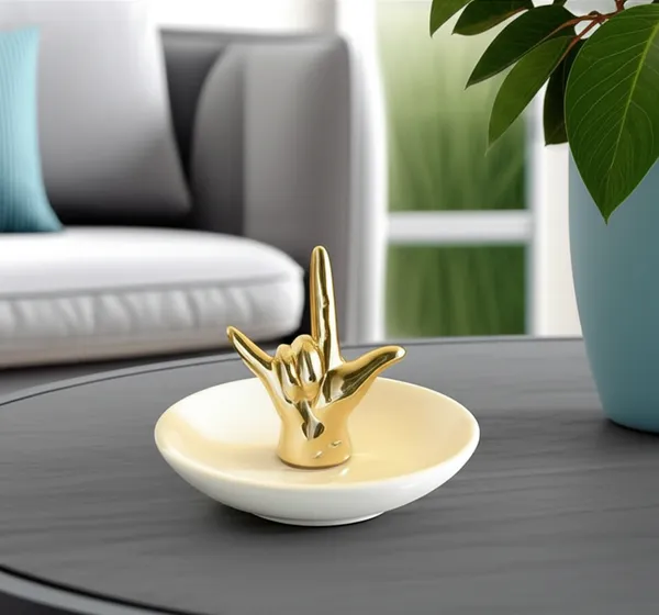 Gold_Hand_Gesture_Ring_Holder_&_Ceramic_Trinket_Dish_Set_(HAND)