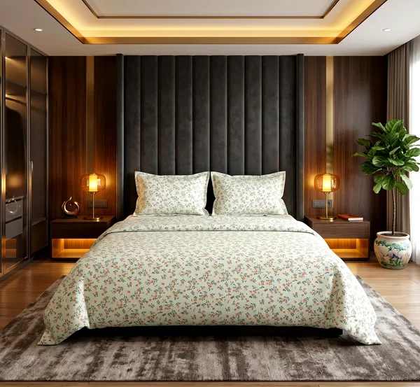 Rosebud_Whisper_Queen_Size_Double_Bedsheet-Micro_Ditsy_Floral_Print_|_Skin-Soft_Cotton_Blend_|_3-Piece_Set_|_90*100_Inch_|_140_GSM