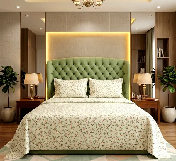 Rosebud_Whisper_Queen_Size_Double_Bedsheet-Micro_Ditsy_Floral_Print_|_Skin-Soft_Cotton_Blend_|_3-Piece_Set_|_90*100_Inch_|_140_GSM