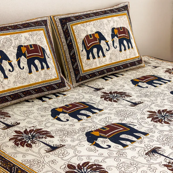 Royal_Elephant_Theme_100%_Pure_Cotton_Super_King_Size_Double_Bedsheet_with_2_Pillow_Cover_for_Elegant_Bedrooms_|_108*108_Inch_|_300_TC