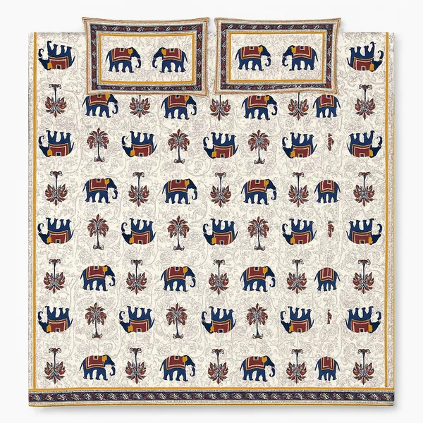 Royal_Elephant_Theme_100%_Pure_Cotton_Super_King_Size_Double_Bedsheet_with_2_Pillow_Cover_for_Elegant_Bedrooms_|_108*108_Inch_|_300_TC
