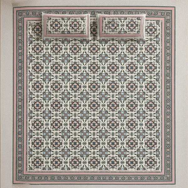Elegant_Victorian_Floral_Brocade_Print_100%_Pure_Cotton_Super_King_Size_Bedsheet_with_2_Matching_Pillow_Covers_|_108*108_Inch_|_300_TC