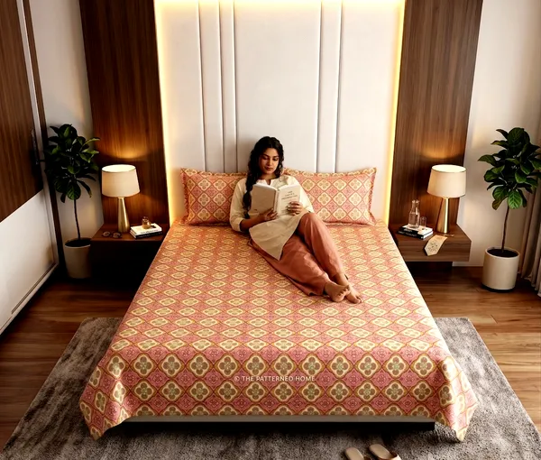 Signature_Pink_100_%_Cotton_Rich_Feel_Double_Bedsheet_Queen_Size_–_Ultra_Soft_with_2_Pillow_Cover_Floral_Design_|_90*100_Inch_|_140_GSM