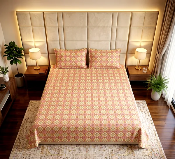Signature_Pink_100_%_Cotton_Rich_Feel_Double_Bedsheet_Queen_Size_–_Ultra_Soft_with_2_Pillow_Cover_Floral_Design_|_90*100_Inch_|_140_GSM
