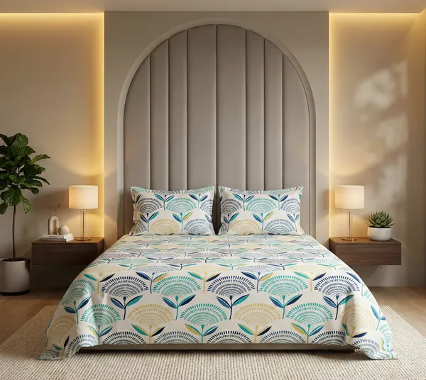 Serene_Blue_&_White_Floral_Paradise__100%_Cotton_Feel_Double_Bedsheet_With_2_Pillow_Cover_|_90*100_Inch_|_140_GSM_|_Queen_Size