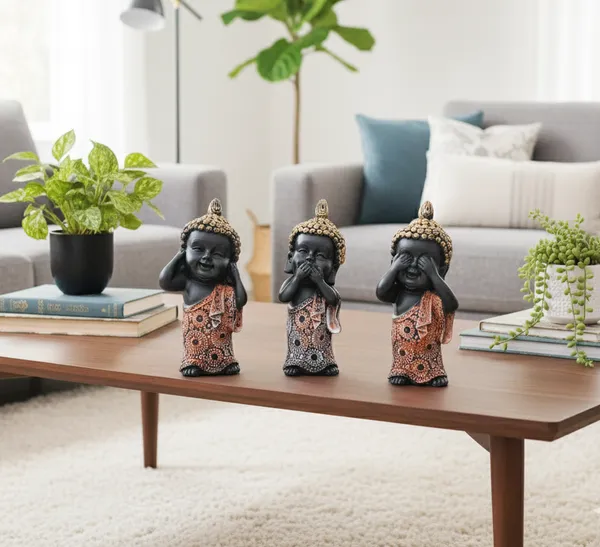 Black_&_Bronze_Baby_Monk_Buddha__Resin_Premium_&_Elegant_Standing_Buddha_Ebony_Figurine_Set_(Set_Of_3)