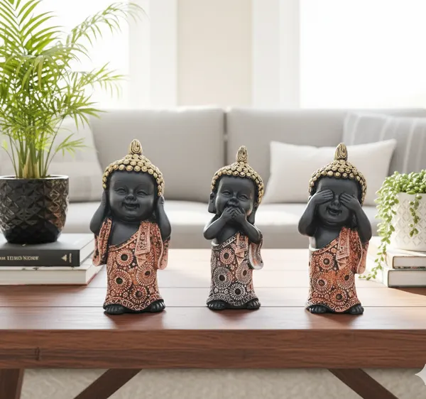 Black_&_Bronze_Baby_Monk_Buddha__Resin_Premium_&_Elegant_Standing_Buddha_Ebony_Figurine_Set_(Set_Of_3)