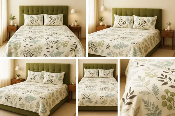 Sage_&_Slate_Leaf_Print_Premium_Glace_Cotton_Double_Bedsheet_With_2_Pillow_Cover_|_90*100_Inch_|_140_GSM_|_Queen_Size