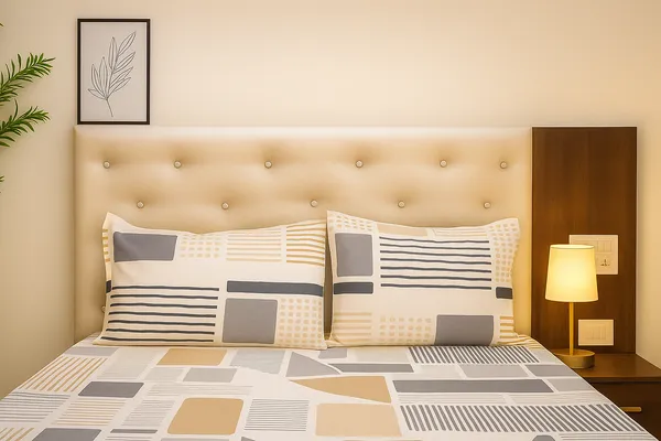 Contemporary_Grid_Pattern_White_&_Grey_Cotton_Rich_Feel_Double_Bedsheet_With_2_Pillow_Cover_|_90*100_Inch_|_140_GSM_|_Queen_Size
