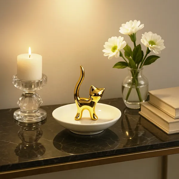 Chic_Gold_Cat_Ring_Holder_&_Ceramic_Trinket_Dish_Set_(CAT)