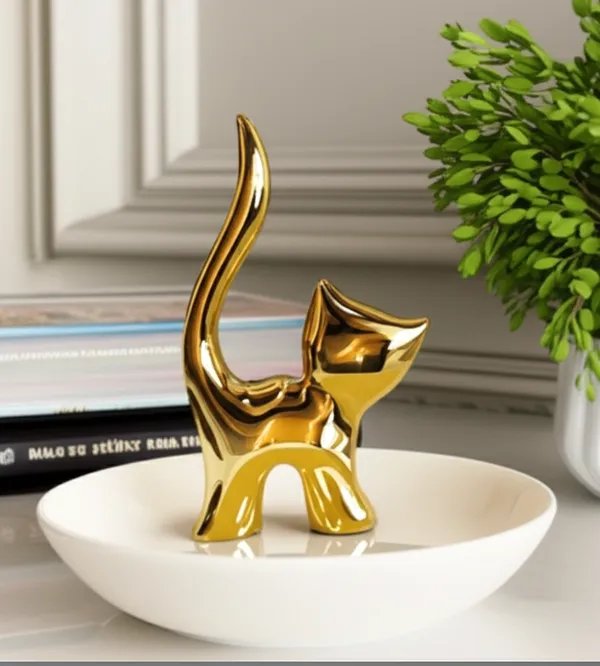Chic_Gold_Cat_Ring_Holder_&_Ceramic_Trinket_Dish_Set_(CAT)