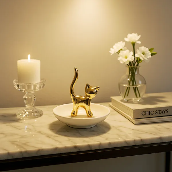 Chic_Gold_Cat_Ring_Holder_&_Ceramic_Trinket_Dish_Set_(CAT)