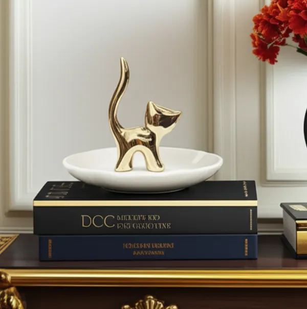 Chic_Gold_Cat_Ring_Holder_&_Ceramic_Trinket_Dish_Set_(CAT)