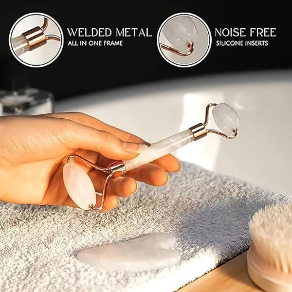 Grade_A+_Crystal_Clear_White_Rose_Quartz/Jade_Facial_Roller_Natural_A_Altitude_Of_Himalaya_Face_Neck_Facial_Anti-Aging,_Drainage_Massage,_Wrinkles.
