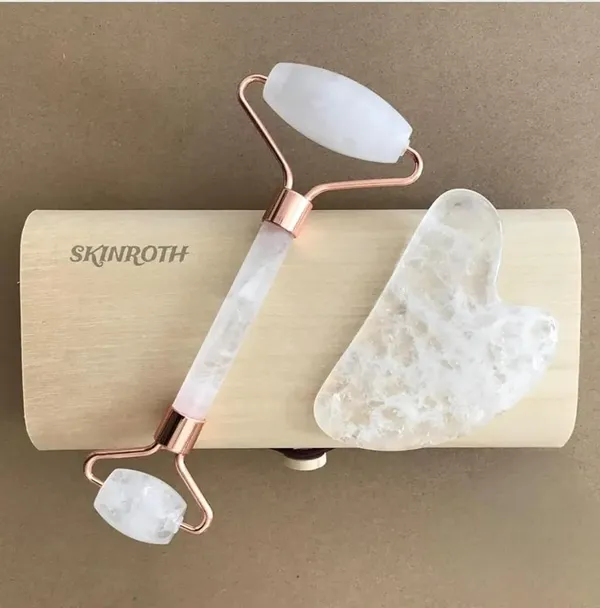 Grade_A+_Clear_White_Rose_Quartz_Roller_&_Gua_Sha_For_Face_Massager_Jawline_Anti-Aging,_Drainage_Massage,_Wrinkles,_Facial_Guasha