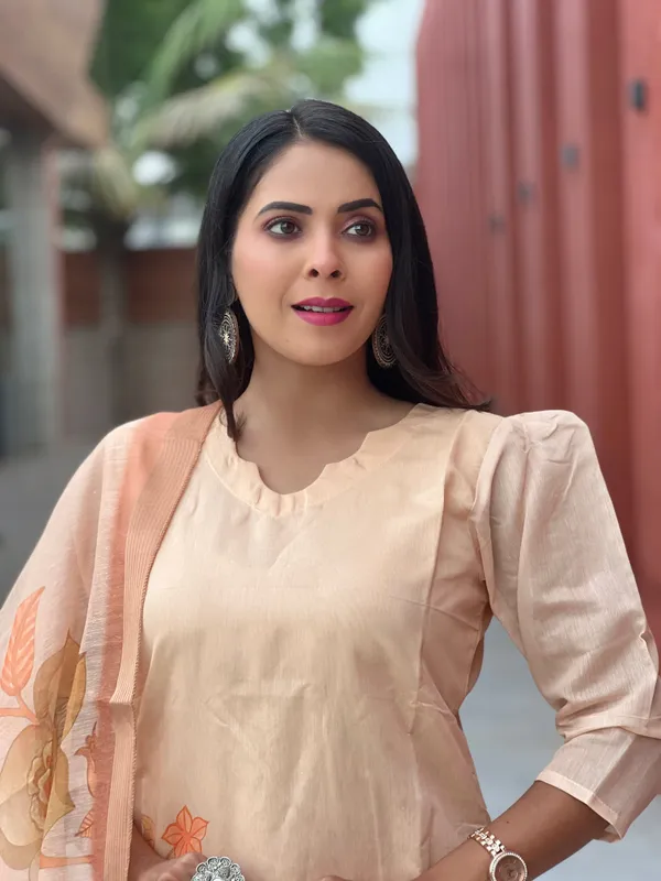 Beige_Chanderi_Cotton_Premium_&_Elegant_Straight_Kurti_With_Dupatta_Set_For_Women