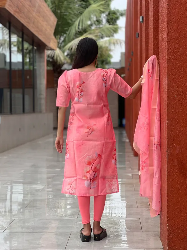 Peach_Chanderi_Cotton_Premium_&_Elegant_Straight_Kurti_With_Dupatta_Set_For_Women