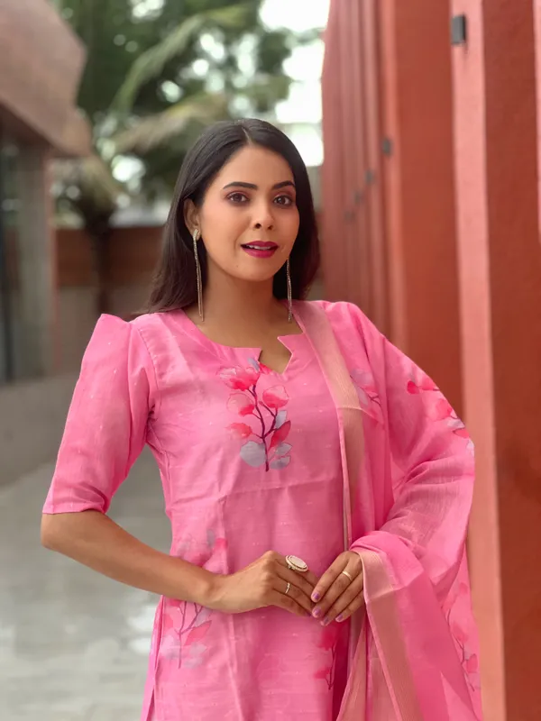 Pink_Chanderi_Cotton_Premium_&_Elegant_Straight_Kurti_With_Dupatta_Set_For_Women