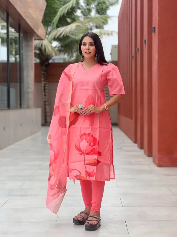 Pink_Chanderi_Cotton_Premium_&_Elegant_Straight_Kurti_With_Dupatta_Set_For_Women