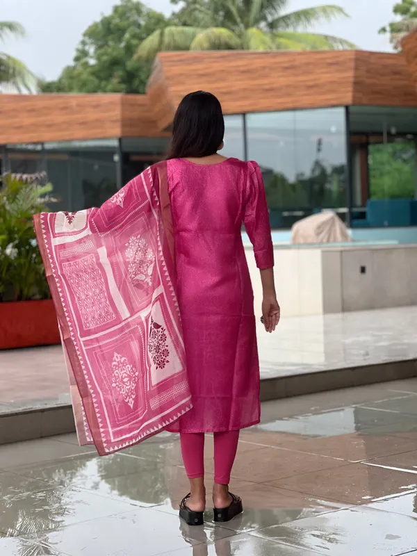 Pink_Poly_Silk_Premium_&_Elegant_Straight_Kurti_With_Dupatta_Set_For_Women