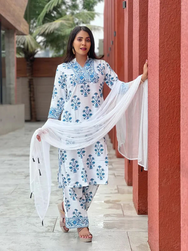 White_Cotton_Blend_Premium_&_Elegant_Straight_Cotton_Blend_Premium_&_Elegant_Straight_Kurti_&_Palazzo_With_Dupatta_Set_For_Women