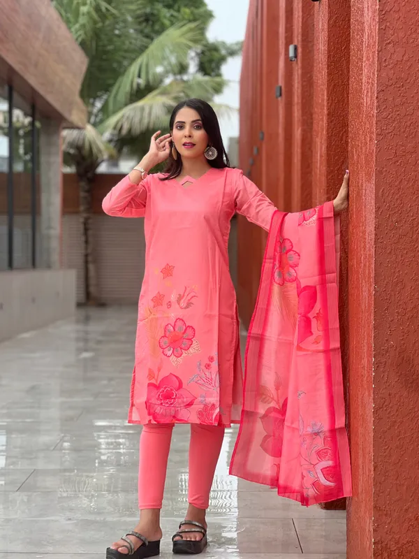 Pink_Chanderi_Silk_Premium_&_Elegant_Aline_Kurti_With_Dupatta_Set_For_Women