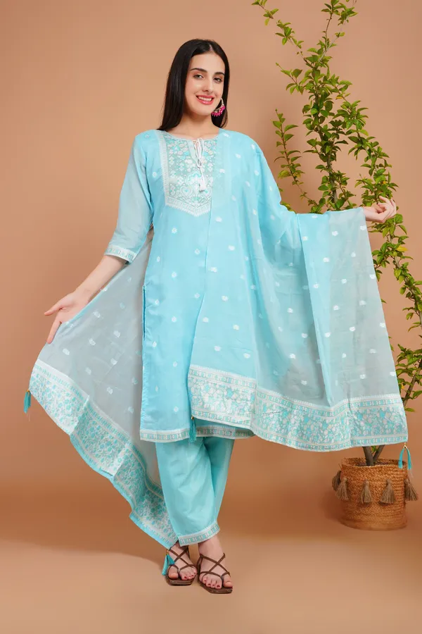 Light_Blue_Stylish_Elegant_Design_Kurti_With_Pant_&_Dupatta_Set_For_Women