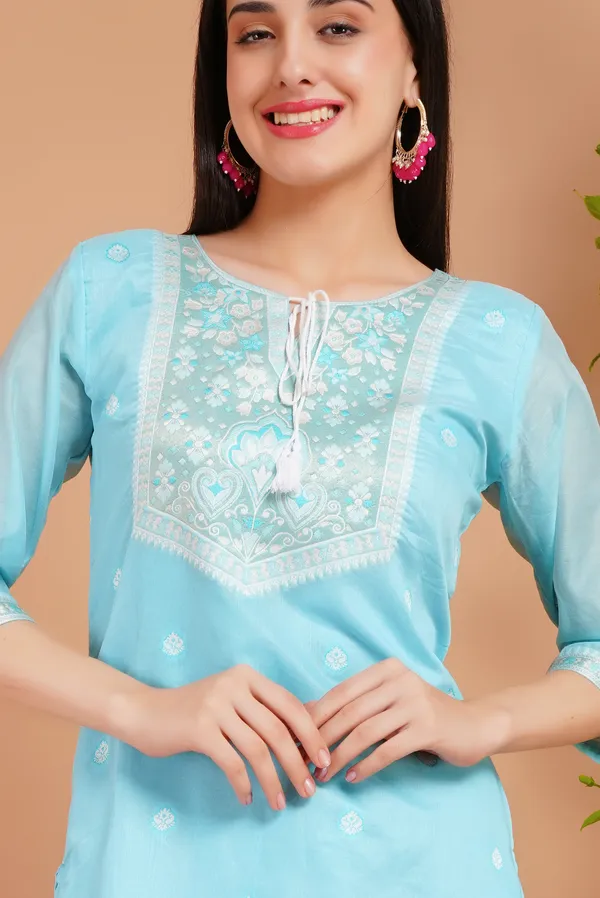 Light_Blue_Stylish_Elegant_Design_Kurti_With_Pant_&_Dupatta_Set_For_Women