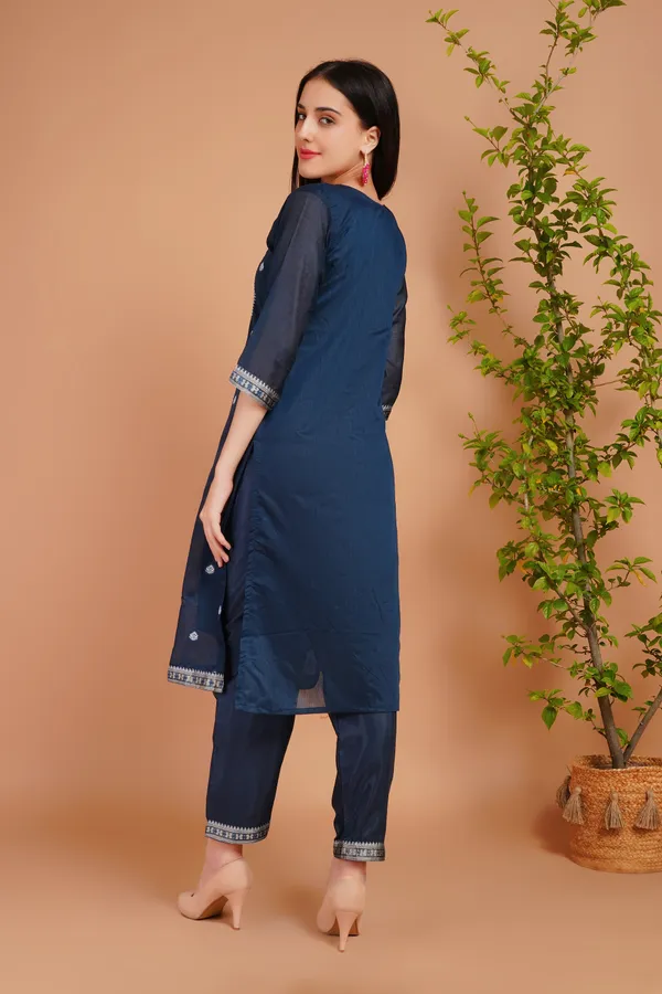 Dark_Blue_Stylish_Elegant_Design_Kurti_With_Pant_&_Dupatta_Set_For_Women