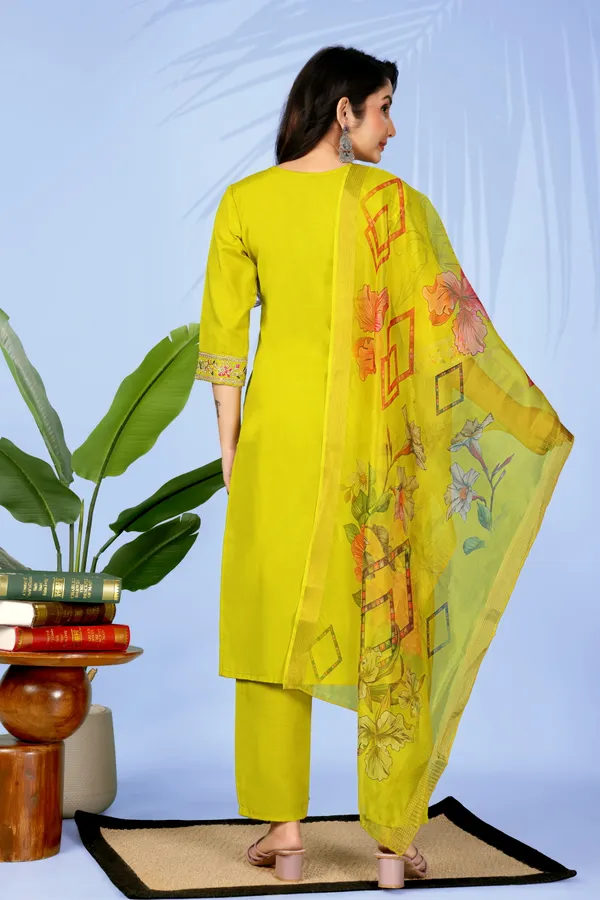 Yellow_Cotton_Blend_Premium_&_Elegant_Straight_Kurti_With_Dupatta_Set_For_Women