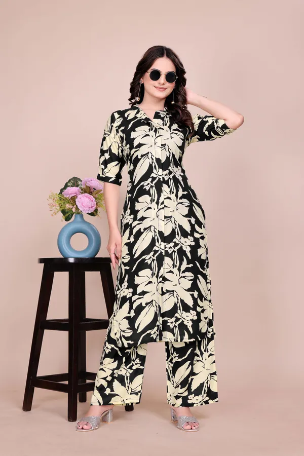 Black_Cotton_Premium_&_Elegant_Straight_Kurti_&_Pants_Set_For_Women