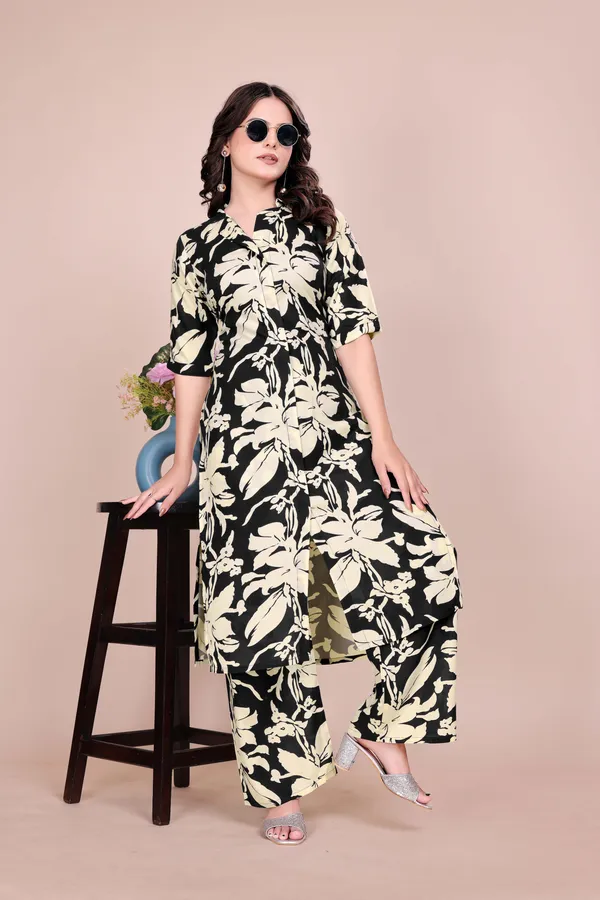 Black_Cotton_Premium_&_Elegant_Straight_Kurti_&_Pants_Set_For_Women