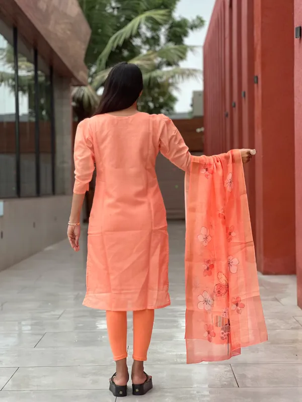 Orange_Chanderi_Silk_Premium_&_Elegant_Straight_Kurti_With_Dupatta_Set_For_Women