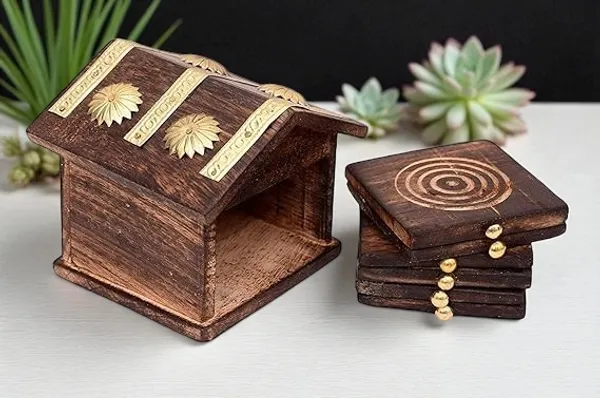 Brown_Wooden_Tea/_Coffee_Coaster_Set_With_Decorative_Stand